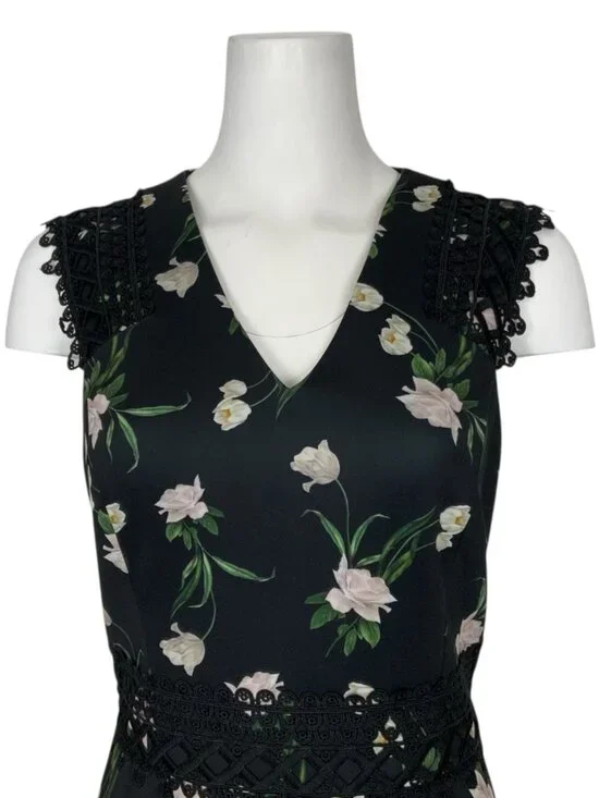 Ted Baker Nolla Printed Skater Dress 3 US/M Black Floral - Picture 10 of 15